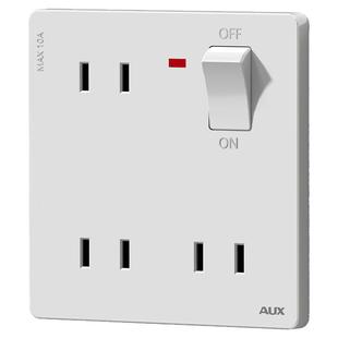 一开六孔开关插座面板86型暗装墙壁电源床头家用二二二插错位6孔