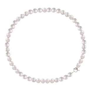 JUNJUN自制气质饱满巴洛克纽扣淡水珍珠s925纯银OT扣项链锁骨链