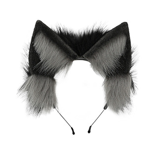 狼耳头饰毛绒仿真兽耳发箍cos猫耳朵圣诞男狐狸女狗耳万圣节装饰