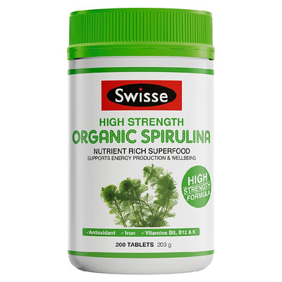 澳大利亚Swisse斯维诗高浓度螺旋藻粉有机片健康清肠道200粒