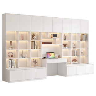 定制大容量书柜书桌卡座储物一体整墙到顶网红去客厅家用书架F86