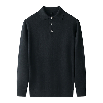 超细羊毛针织翻领polo衫