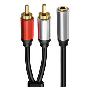 3.5mm母转双莲花公头音频线 2RCA红白音频线一分二连接线手机电脑接音响箱功放转接线低音炮aux输出入一拖二