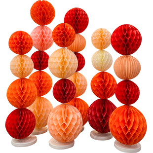 新年装饰蜂窝球立柱红灯笼春节美陈开业幼儿园场景年会结婚布置