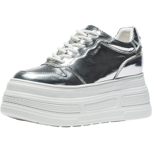 CDF潮流时尚夏季新款小白鞋女真皮增高厚底休闲百搭运动鞋子女款