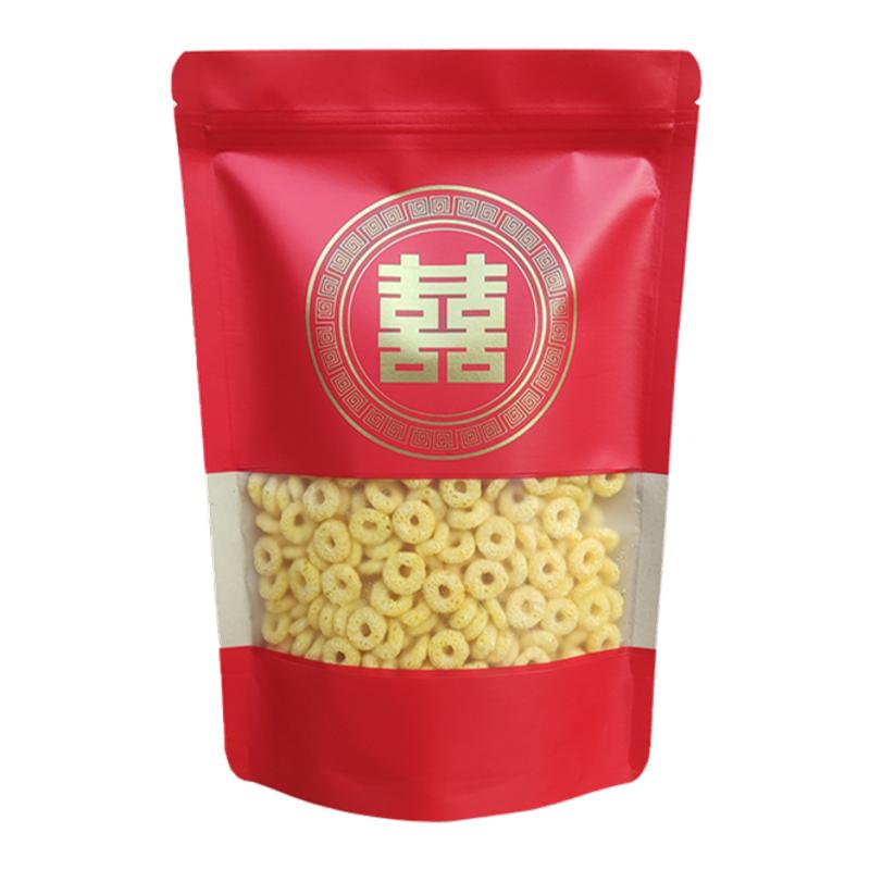 年货牛皮纸袋礼品袋坚果干货干果喜字喜庆密封包装红色自封食品袋