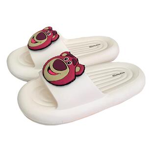 迪士尼正版卡通可爱草莓熊EVA厚底拖鞋女夏踩屎感防滑家居凉拖鞋