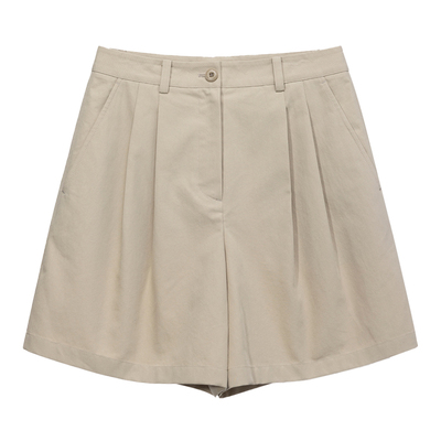 Dunst2026夏季新品女士宽松直筒双褶裥装饰百慕大短裤UDPA6B244