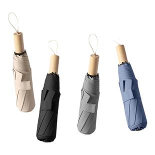 NIELLO纯色易折叠收纳加固双龙骨抗暴风雨伞车用木柄商务礼品雨伞