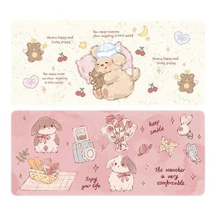 卡通可爱小修狗鼠标垫粉色女生高颜值超大号办公电脑防滑书桌垫子