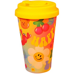 wiggle wiggle咖啡随行杯带盖水杯子女高颜值竹粉杯大容量自带杯