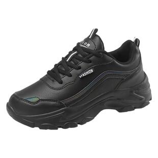 春季女鞋2026新款黑色运动鞋女轻便软底老爹鞋防水防滑耐磨旅游鞋