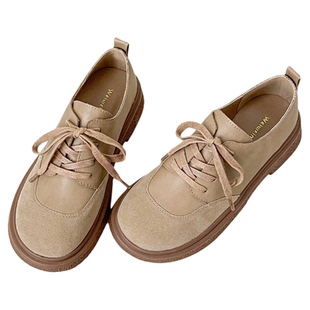 真皮勃肯鞋女春季全包博肯单鞋孕妇系带厚底小皮鞋大码女鞋41到43