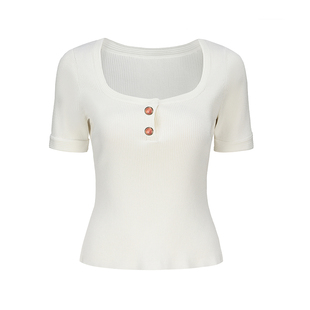 [甄选3折]NanaJacqueline明星同款紧身短袖上衣女亲肤舒适高弹t恤