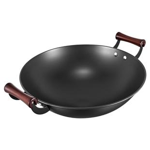 【第三代】中康铁锅双耳大炒菜锅家用无涂层不粘锅圆底燃气专用