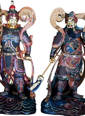 木雕彩绘关公财神伽蓝韦陀菩萨