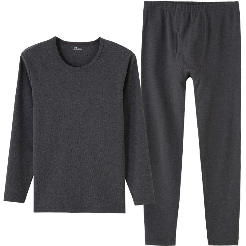 顶呱呱保暖内衣女纯棉磨毛加厚秋衣秋裤男舒绒弹力情侣修身棉毛衫