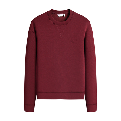 Navigare意大利小帆船红色圆领卫衣女2025秋季新款落肩袖磨毛T恤