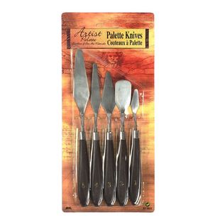 木杆油画刀美术绘画水粉颜料油画棒刮刀调色刀不锈钢平头尖头套装