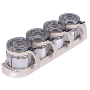 禧天龙8040 8041玻璃调料盒家用厨房组合装 厨房盐味调味罐收纳盒