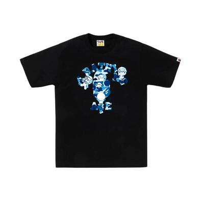 BAPE迷彩猿人字母印花短袖T恤