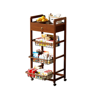 中古风小推车家用沙发边可移动置物架不占地方边几零食饮料收纳架