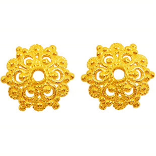 金佛爷纯18k金花托隔片古法老黄金垫片手工DIY手链串隔珠饰品配件