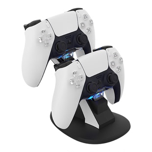 适用于PS5无线双手柄飞机充电座playstation5游戏控制器手挚座充触点充电支架桌面充电座双座充防过充充电器