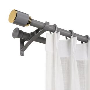 贝格奥北欧窗帘杆简约罗马杆单杆双杆卧室窗帘杆子打孔轨道铝合金