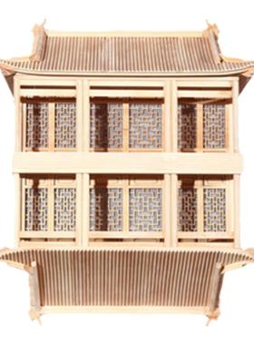 东阳木雕仿古建筑悬挂饰品软装空中吊饰吊挂倒影全实木榫卯结构