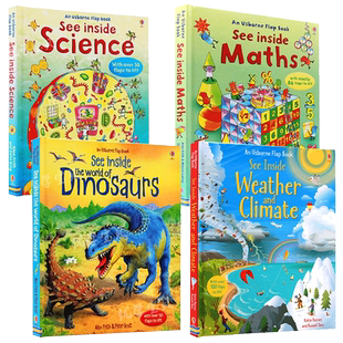 Usborne看里面系列翻翻书 揭密天气/地球/科学/恐龙世界4册 英文原版绘本See Inside Weather/ Earth/Science/Dinosaurs科普纸板书