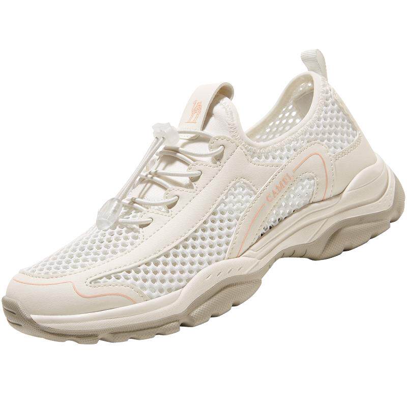 骆驼女鞋2026春季新款网面透气镂空户外休闲鞋女防滑妈妈运动鞋子