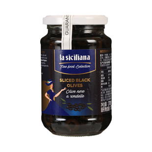 la sicilia腌渍切片黑橄榄370g腌制无核橄榄圈披萨沙拉用西餐配料