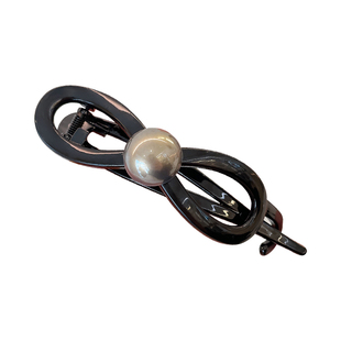 高端扭扭夹蝴蝶结珍珠一字抓夹女2025新横夹后脑勺发量少发夹头饰