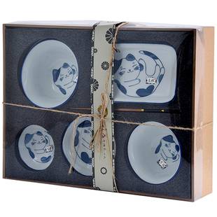 日式创意陶瓷碗碟套装家用饭碗一人食釉下彩碗筷单人一套精致餐具