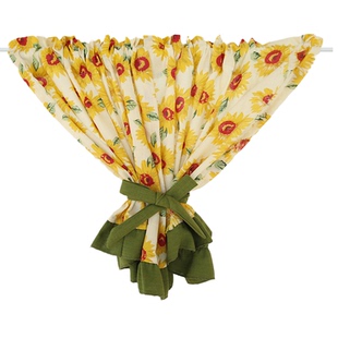 美式半帘防尘帘遮挡帘门帘向日葵穿杆免打孔挂钩粘贴可定制窗帘