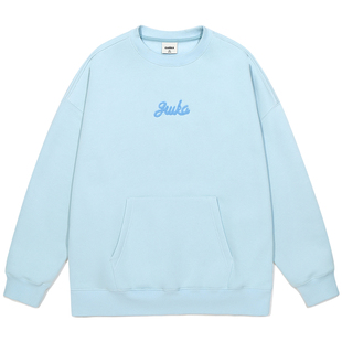 GUUKA潮牌小羊连帽围巾卫衣男款 加绒加厚字母刺绣蝙蝠袖圆领上衣