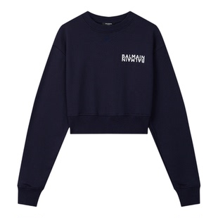 【春夏新品】BALMAIN 春夏新品女士简约字母短款圆领卫衣