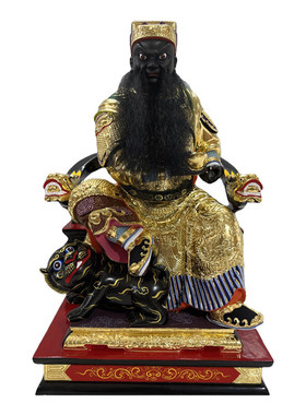 赵元帅财神爷赵公明连座神像踩虎
