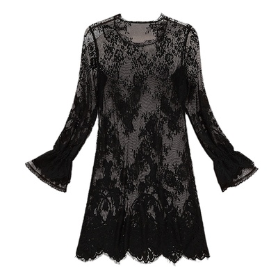 蕾丝打底衫女长袖2025秋装新款女士内搭洋气秋冬中长款网纱上衣潮