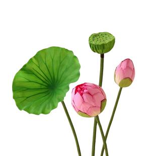 高档荷花仿真花逼真莲花假花客厅装饰插花摆设荷叶莲蓬中式摆件