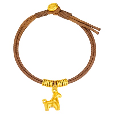 金至尊马不停财黄金手链足金999生肖马手链盘缠金手链生日礼物