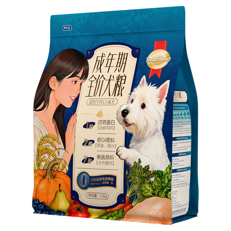 【重磅升级即刻鲜制】慧心成年期全价狗粮鸡肉易消化吸收1.5kg