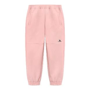 小骆驼冲锋软壳裤加绒防风防水男女童运动户外裤2025年冬季新款黑