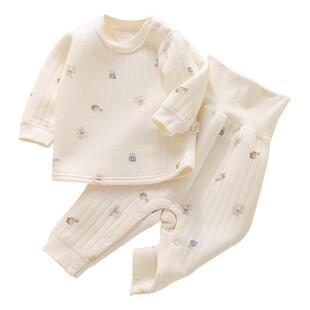 婴儿衣服秋冬新款新生宝宝冬天三层保暖a类纯棉分体秋衣套装秋装