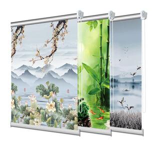 免打孔窗帘卷拉式升降手拉遮光防晒卧室厨房百叶卫生间窗遮阳防水