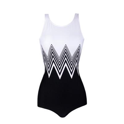 温泉凯迪龙黑白前身防晒泳装背心