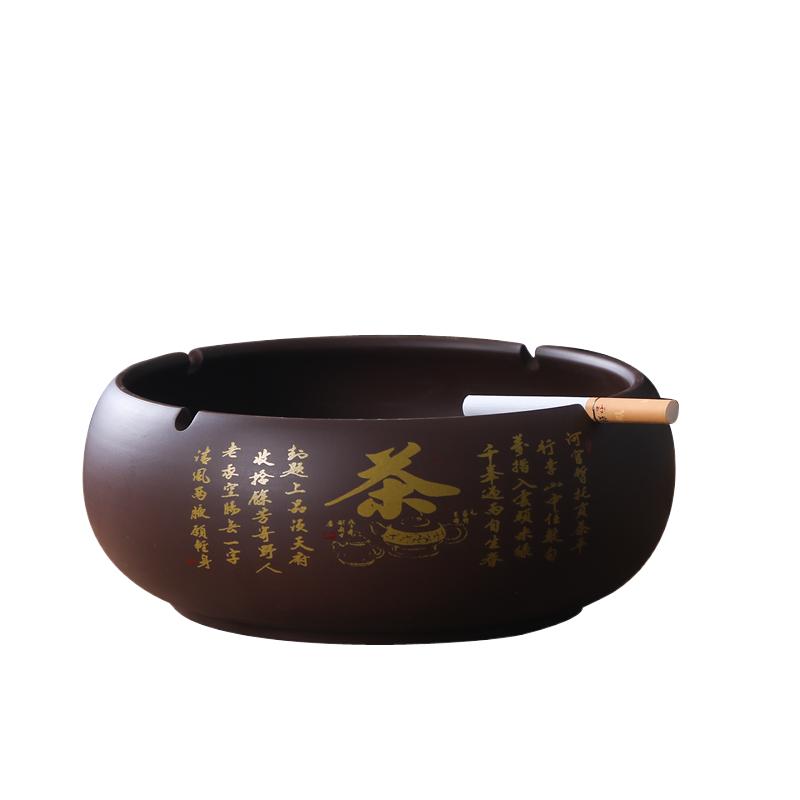 大号紫砂带盖防尘烟灰缸可定制