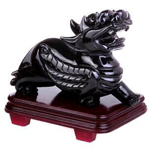 鼎风阁黑曜石貔貅摆件公母一对招财旺财聚财貔貅皮丘客厅装饰礼品