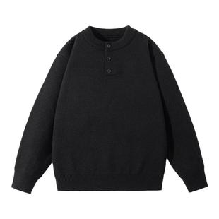 回力加绒加厚亨利领毛衣男士春秋冬季2025新款内搭上衣男生针织衫